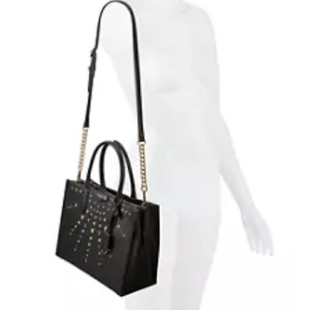Black gold silver nine west ivy maddol shopper tote bag purse pocketbook - Picture 2 of 12